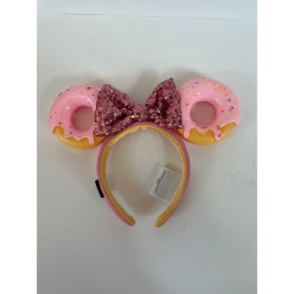 Disney Parks Minnie Mouse Pink Donut Sequin Bow Headband Disney EATS Collection